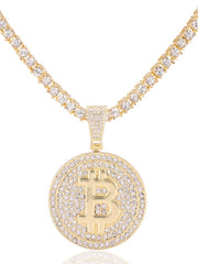 Load image into Gallery viewer, Bitcoin Iced Out Pendant Necklace
