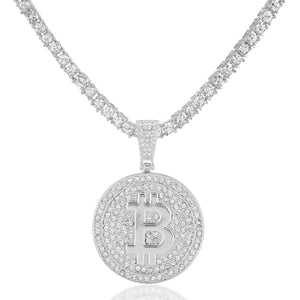 Bitcoin Iced Out Pendant Necklace
