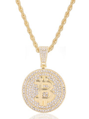 Load image into Gallery viewer, Bitcoin Iced Out Pendant Necklace
