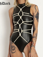 Load image into Gallery viewer, Faux Leather Bondage Bodysuit
