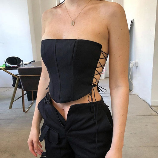 Side Lace-Up Bustier