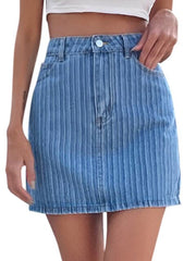 Load image into Gallery viewer, Striped Denim Skirt
