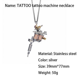 Tattoo Gun Pendant Necklace