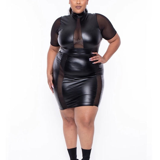 Faux Leather Dress