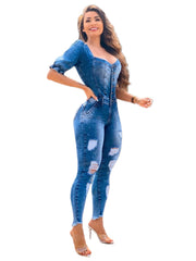 Load image into Gallery viewer, Ruffle Sleeve Denim Jumpsuit
