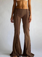 Load image into Gallery viewer, Low Waist Ribbed Flare Pants
