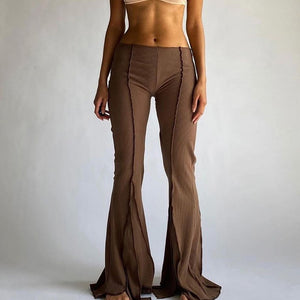 Low Waist Ribbed Flare Pants