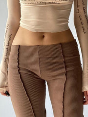 Load image into Gallery viewer, Low Waist Ribbed Flare Pants
