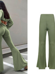 Load image into Gallery viewer, Low Waist Ribbed Flare Pants
