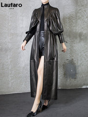 Load image into Gallery viewer, Faux Leather Trench Coat
