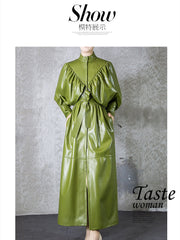 Load image into Gallery viewer, Faux Leather Trench Coat
