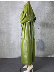 Load image into Gallery viewer, Faux Leather Trench Coat
