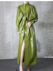 Load image into Gallery viewer, Faux Leather Trench Coat
