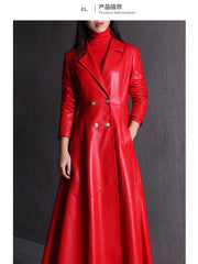Load image into Gallery viewer, Long Faux Leather Trench Coat
