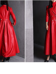 Load image into Gallery viewer, Long Faux Leather Trench Coat
