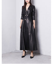Load image into Gallery viewer, Long Faux Leather Trench Coat
