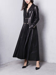 Load image into Gallery viewer, Long Faux Leather Trench Coat
