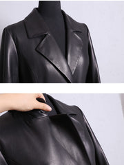 Load image into Gallery viewer, Long Faux Leather Trench Coat
