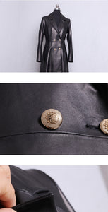 Long Faux Leather Trench Coat