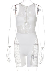 Load image into Gallery viewer, Lace Dot Romper
