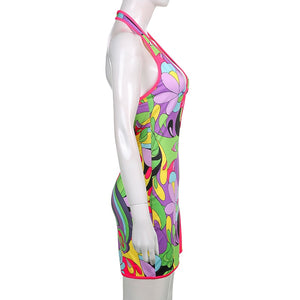 Colorful Halter Dress