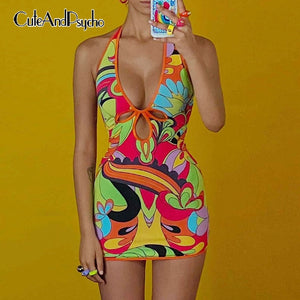 Colorful Halter Dress