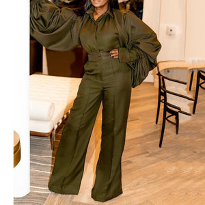 Long Lantern Sleeve Jumpsuit