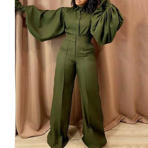 Long Lantern Sleeve Jumpsuit