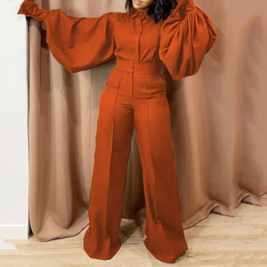 Long Lantern Sleeve Jumpsuit