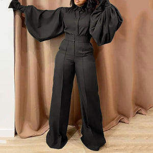 Long Lantern Sleeve Jumpsuit