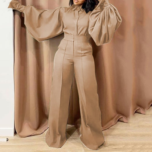 Long Lantern Sleeve Jumpsuit