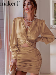 Load image into Gallery viewer, Ruched Satin Bodycon Dress
