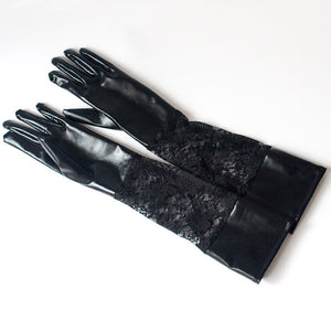 Lace Faux Leather Gloves