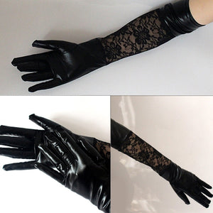 Lace Faux Leather Gloves