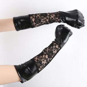 Lace Faux Leather Gloves