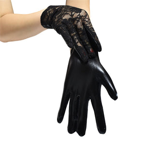 Lace Faux Leather Gloves
