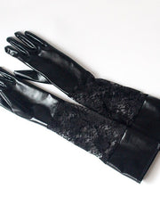 Load image into Gallery viewer, Lace Faux Leather Gloves
