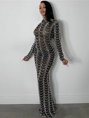 Load image into Gallery viewer, Sheer Rhinestone Dress
