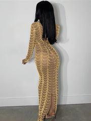 Load image into Gallery viewer, Sheer Rhinestone Dress
