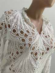Load image into Gallery viewer, Hollow Out Lace Shirt
