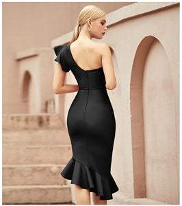 One Off Shoulder Asymmetric Dress