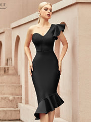 Load image into Gallery viewer, One Off Shoulder Asymmetric Dress
