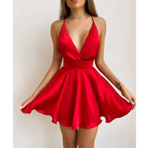 Satin Ruched Mini Dress