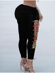 Load image into Gallery viewer, Asymmetric Lace Up Jeans
