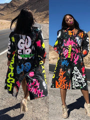 Load image into Gallery viewer, Graffiti Long Sleeve Coat
