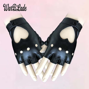 Faux Leather Half Finger Gloves