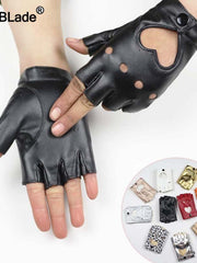Load image into Gallery viewer, Faux Leather Half Finger Gloves
