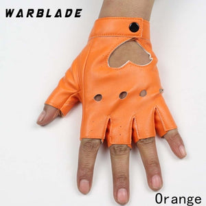 Faux Leather Half Finger Gloves