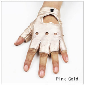 Faux Leather Half Finger Gloves