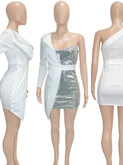 Load image into Gallery viewer, Sequined One Off-Shoulder Dress
